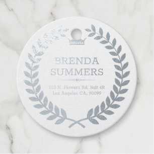 Elegant gold glitter laurel wreath favour tags