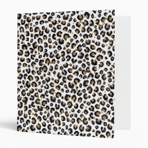 Elegant Gold Glitter Leopard Pattern Binder
