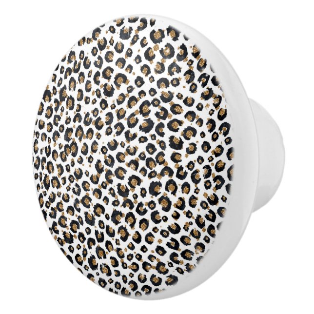 Elegant Gold Glitter Leopard Pattern Ceramic Knob (Right)