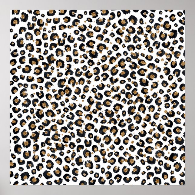 Elegant Gold Glitter Leopard Pattern Poster (Front)