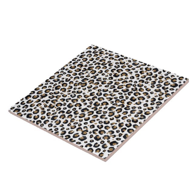 Elegant Gold Glitter Leopard Pattern Tile (Side)
