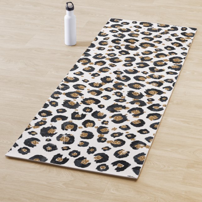 Elegant Gold Glitter Leopard Pattern Yoga Mat (In Situ)