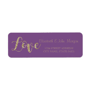 Elegant,Gold Glitter Love  Address Label