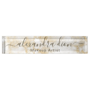 Elegant gold glitter makeup artist nameplate