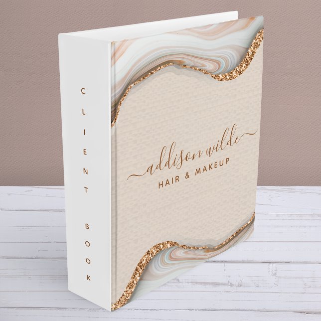 Elegant Gold Glitter Marble Agate Client Binder (Creator Uploaded)