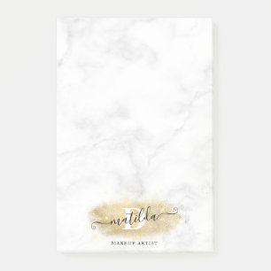 Elegant gold glitter marble makeup artist  post-it notes