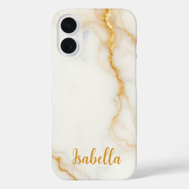 Elegant Gold Glitter Marble Name Case-Mate iPhone Case (Back)
