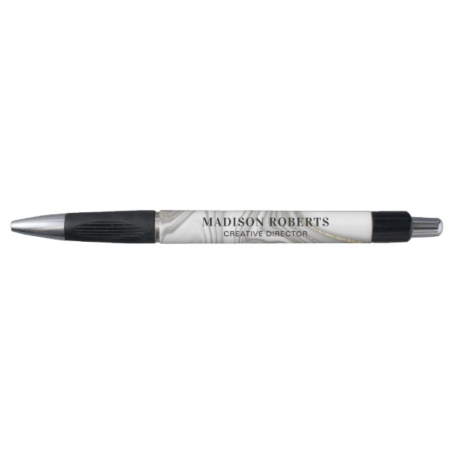 Elegant gold glitter marble name pen (Front)
