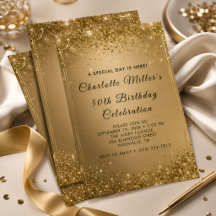 Elegant Gold Glitter Milestone Birthday