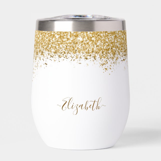 Elegant Gold Glitter Monogram Name (Front)