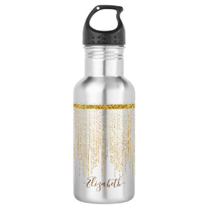 Elegant Gold Glitter Monogram Name 532 Ml Water Bottle