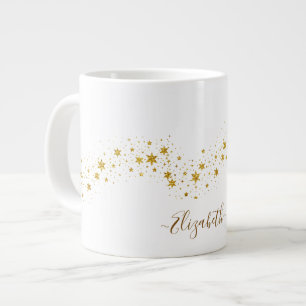 Elegant Gold Glitter Monogram Name Large Coffee Mug