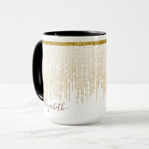 Elegant Gold Glitter Monogram Name Mug