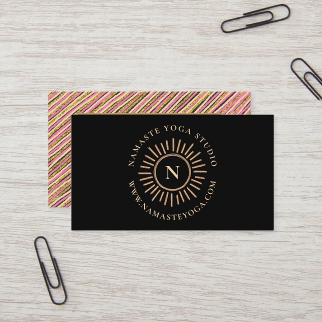 Elegant Gold Glitter Monogram Personalized Business Card (Front/Back In Situ)