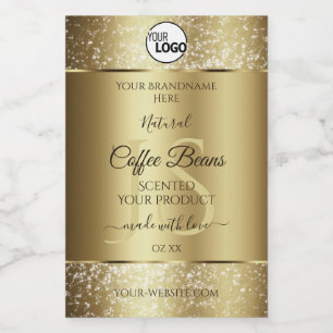 Elegant Gold Glitter Monogram Product Labels Logo