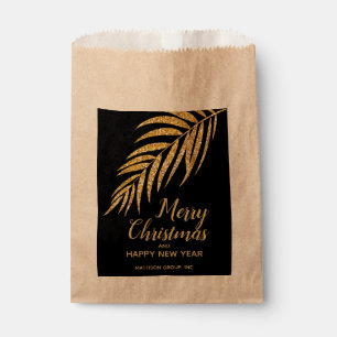 Elegant Gold Glitter Palm Holiday Christmas Treat Favour Bag