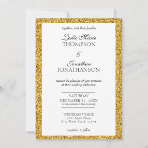 Elegant Gold Glitter Party Wedding Invitation