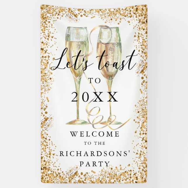 Elegant Gold Glitter Party Welcome Banner (Vertical)