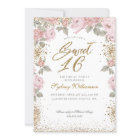 Elegant Gold Glitter Peony Florals Sweet 16