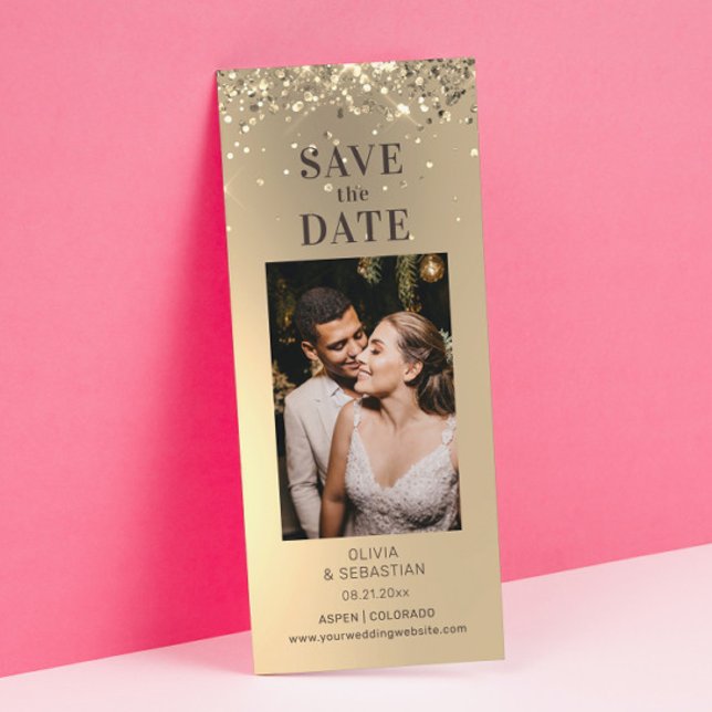 Elegant Gold Glitter Photo Wedding Save The Date (Creator Uploaded)