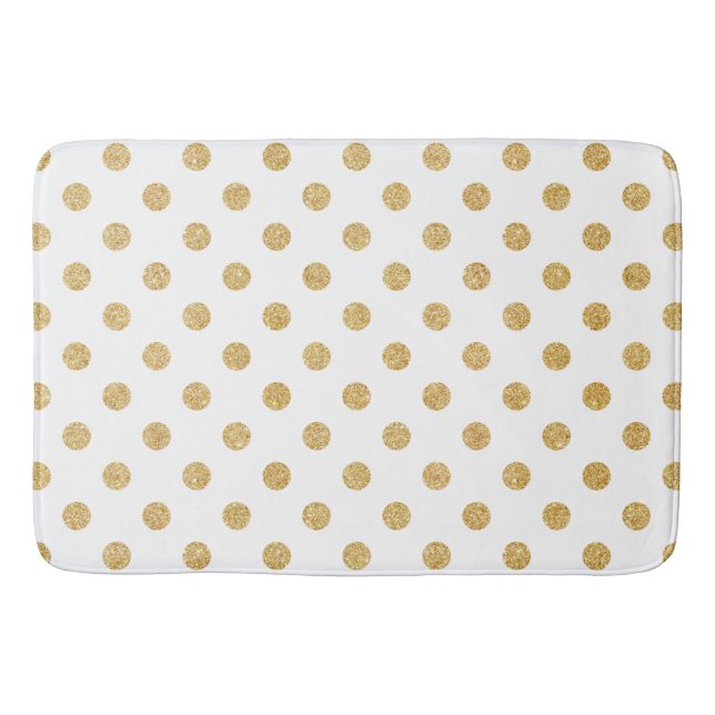 Elegant Gold Glitter Polka Dots Pattern Bath Mat (Front)