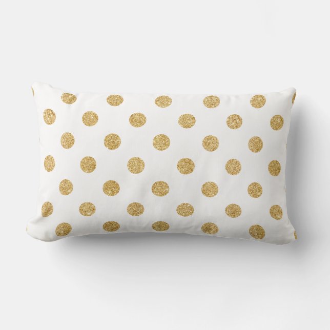 Elegant Gold Glitter Polka Dots Pattern Lumbar Pillow (Front)