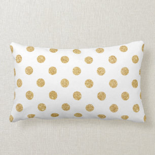 Elegant Gold Glitter Polka Dots Pattern Lumbar Pillow