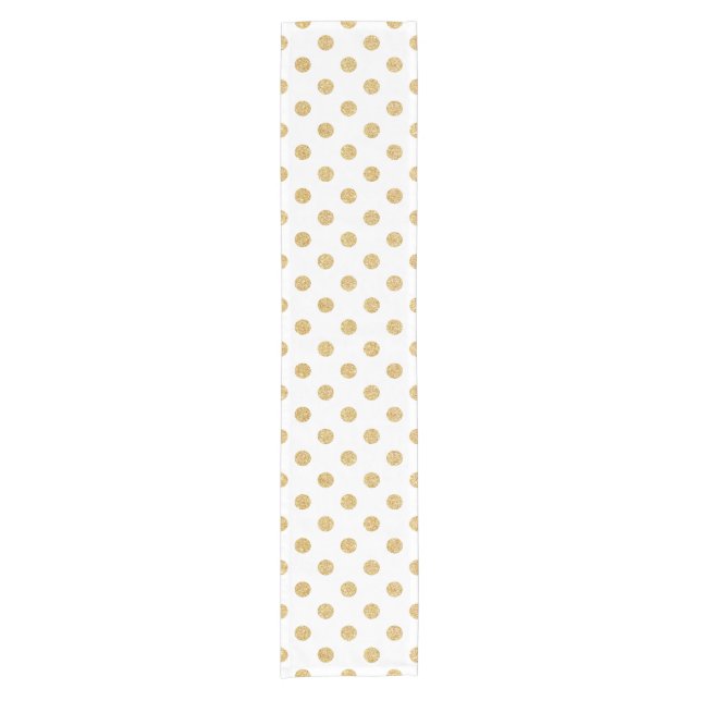 Elegant Gold Glitter Polka Dots Pattern Short Table Runner (Front)