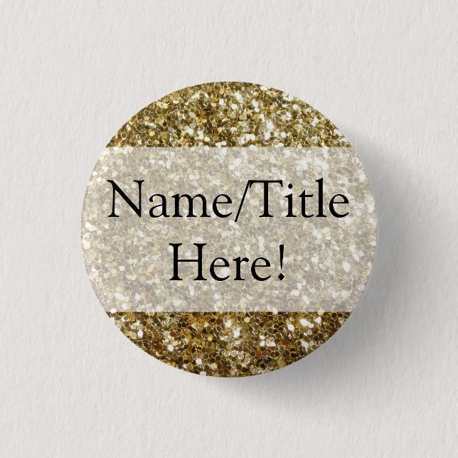 Elegant Gold Glitter Printed Wedding 1 Inch Round Button (Front)