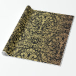 Elegant Gold Glitter Royal Black Damask Wrapping Paper<br><div class="desc">Elegant Gold Glitter Damask - Royal Black customizable wrapping paper. It's perfect for weddings,  birthdays,  baby showers,  holidays,  Christmas,  and more.</div>