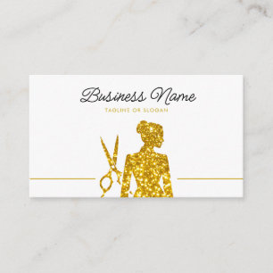 Elegant Gold Glitter Scissors Hairdresser Appointment Card