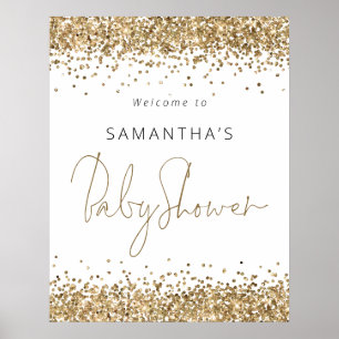 Elegant Gold Glitter Script Welcome to Baby Shower Poster