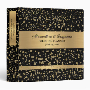 Elegant Gold Glitter Sparkle Black Personalize Binder