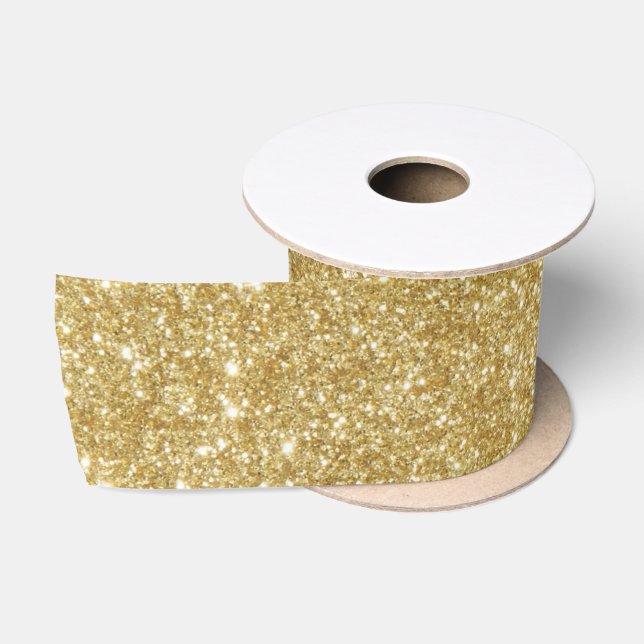 Elegant Gold Glitter Sparkle Glam Satin Ribbon (Spool)