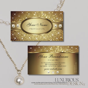 Elegant Gold Glitter Sparkle Stars Diamonds Luxury Business Card
