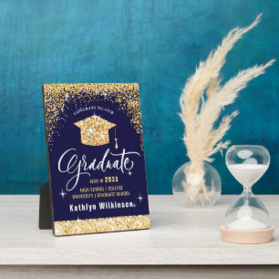 Elegant Gold Glitter Sparkling Graduation Keepsake Plaque