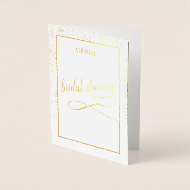 Elegant Gold Glitter Sparkly Virtual Bridal Shower Foil Card (Front)