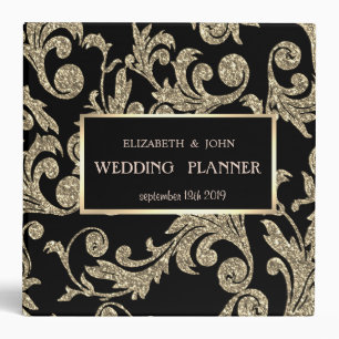 Elegant Gold Glitter Swirls Binder