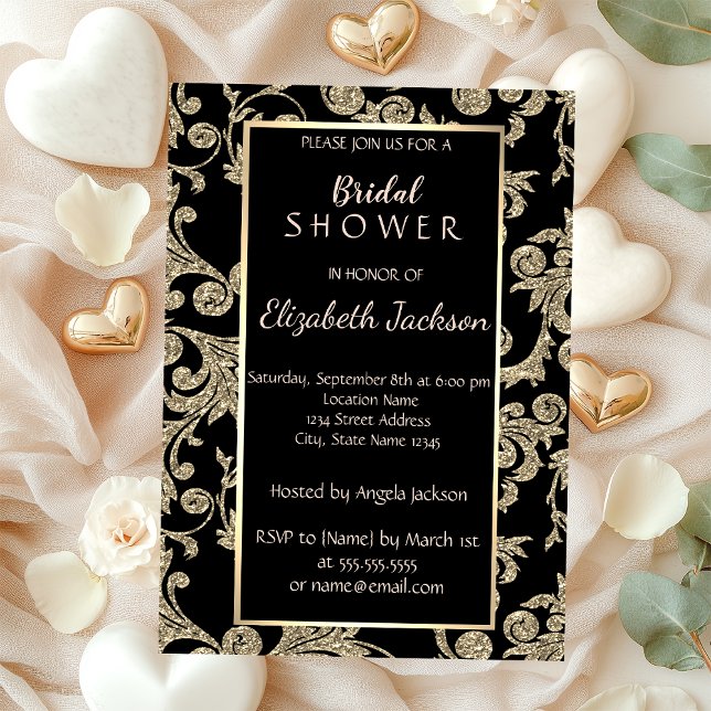 Elegant  Gold Glitter Swirls Bridal Shower Invitation (Creator Uploaded)