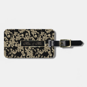 Elegant  Gold Glitter Swirls Luggage Tag