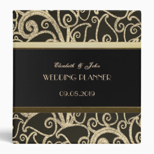 Elegant Gold Glitter Swirls-Personalized Binder