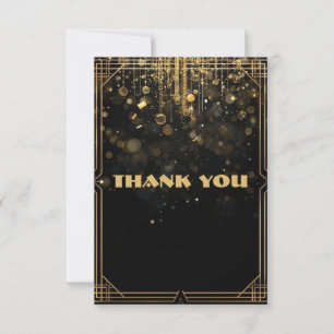 Elegant Gold Glitter Thank You Card   Black & Gold