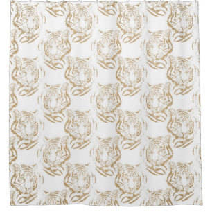 Elegant Gold Glitter Tiger Print White Design