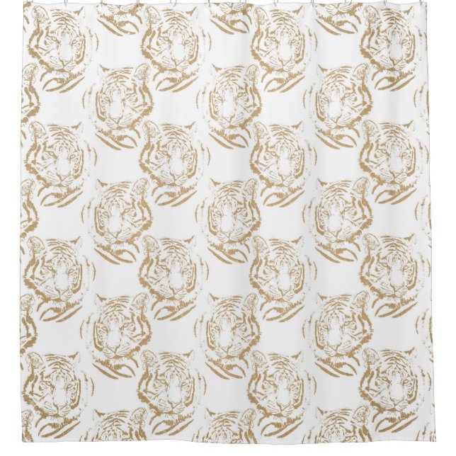 Elegant Gold Glitter Tiger Print White Design (Front)