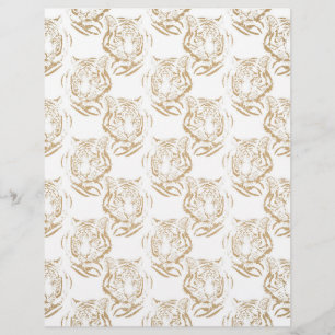 Elegant Gold Glitter Tiger Print White Design Letterhead