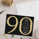 Elegant Gold Glitter Typography 90th Birthday Invitation<br><div class="desc">Celebrate in style with these trendy and elegant gold glitter 90th Birthday invitations. The design is easy to personalize and your guests will be thrilled when they receive these stylish invites.</div>