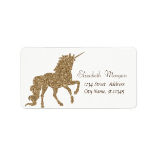 Elegant Gold Glitter Unicorn Label