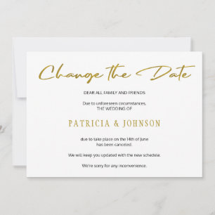 Elegant gold glitter wedding change the date save the date