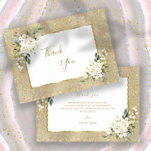 Elegant Gold Glitter White Flowers Woman Birthday
