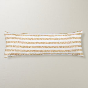 Elegant Gold Glitter White Stripe Chic Pattern Body Pillow